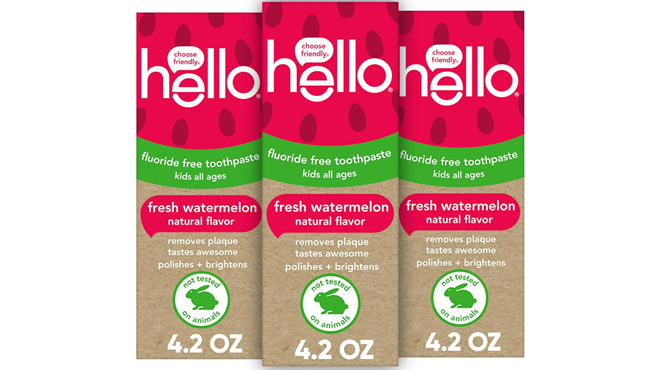 Hello Fresh Watermelon Fluoride Free Kids Toothpaste 3 Pack Hello Fresh Watermelon Fluoride Free Kids Toothpaste 3 Pack