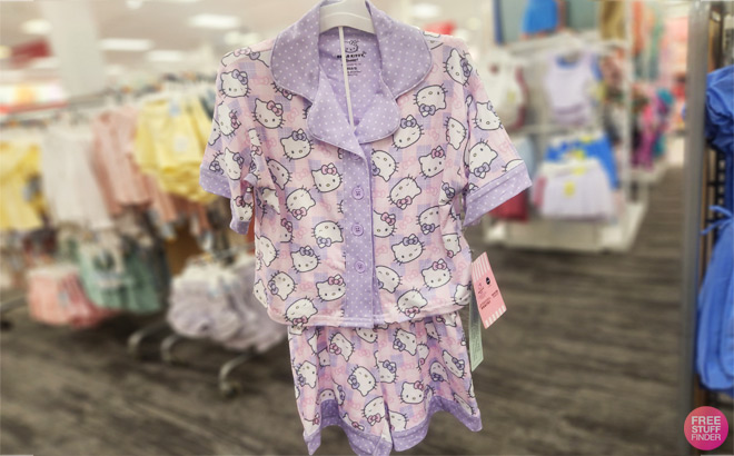 Hello Kitty Toddler Girls 2 Piece Button Down Pajama Set