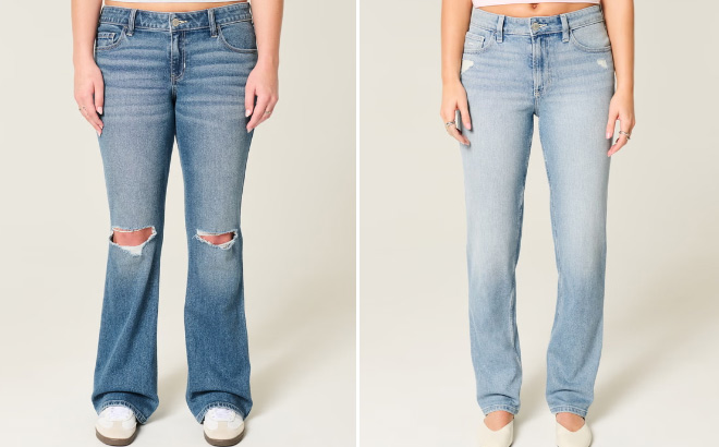 Hollister Low Rise Ripped Medium Wash Bootcut Jeans