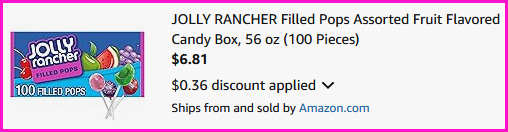 Jolly Rancher Filled Pops Checkout Screen