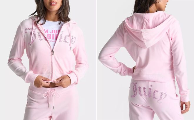 Juicy Couture Womens Bling Front Hoodie Juicy Couture Womens Bling Front Hoodie