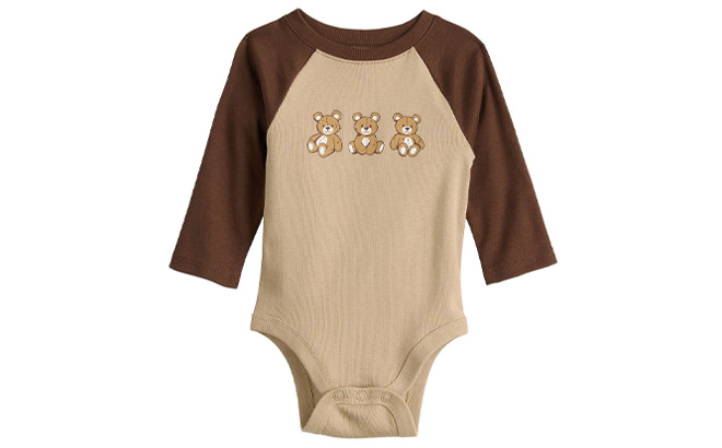 Jumping Beans Long Sleeve Bear Print Raglan Bodysuit Jumping Beans Long Sleeve Bear Print Raglan Bodysuit