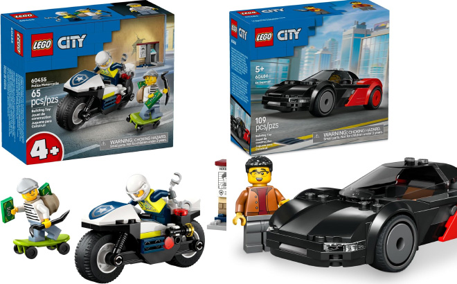LEGO City Police Motorcycle Chase Building Toy