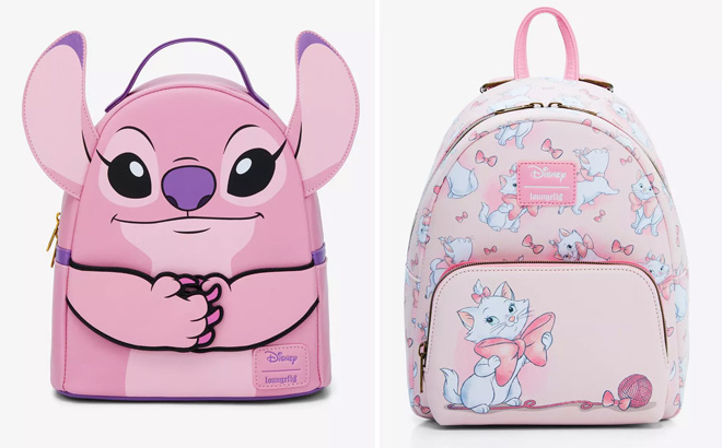Loungefly Disney Stitch Angel Magnetic Hands and The Aristocats Marie Bows Mini Backpacks Loungefly Disney Stitch Angel Magnetic Hands and The Aristocats Marie Bows Mini Backpacks