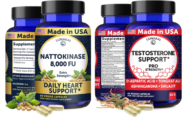 Lunakai USA Made Nattokinase Supplement and Natural Testosterone Booster for Men