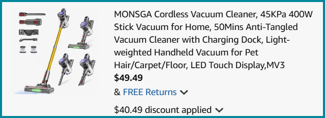 MONSGA Cordless Vacuum Cleaner Summary MONSGA Cordless Vacuum Cleaner Summary