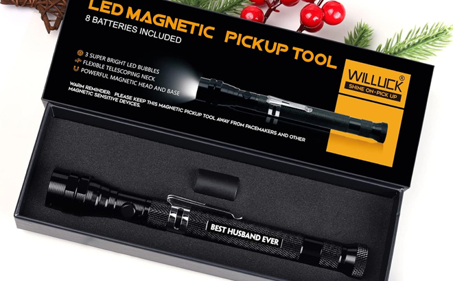 Magnetic Pickup Tool with Flashlight