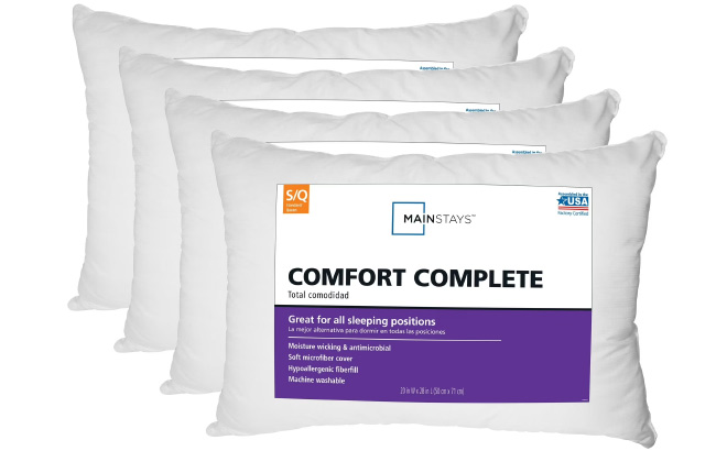 Mainstays Comfort Complete Bed Pillow 4 Pack