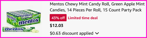 Mentos Chewy Mint Candy Roll Checkout Screen