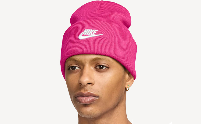 Model Wearing Nike Beanie
