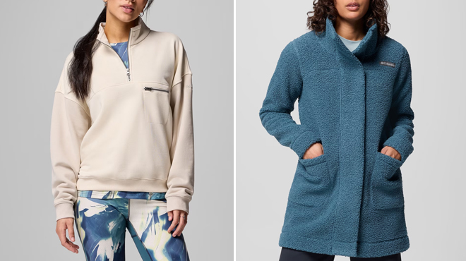Models Wearing Columbia Pullover and Jacket
