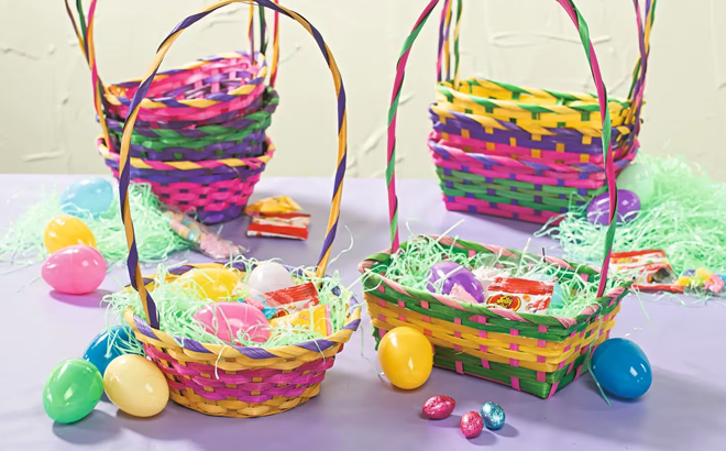 Multicolor Rectangular Bamboo Easter Baskets