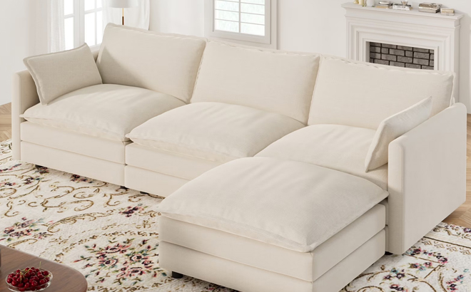 Muumblus Sectional Sofa Cloud Couch with Reversible Ottoman