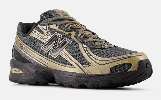 New Balance 740 Shoe in Black with Black Cement and Castlerock Color