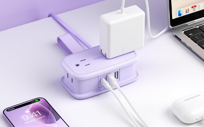 Ntonpower 7 in 1 Purple Travel Power Strip