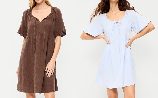 Old Navy Womens Crinkle Gauze Mini Swing Dress