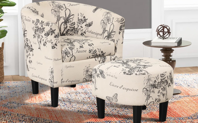 Ophelia Co Modern Stylish Soft and Breathable Upholstered Barrel Chair and Ottoman