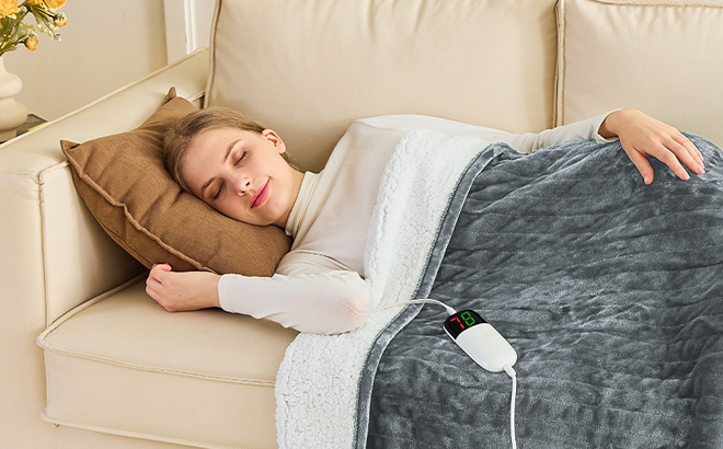 Person Using Heated Blanket