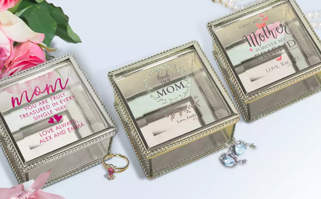 Personalized Glass Jewelry Boxes for Mom