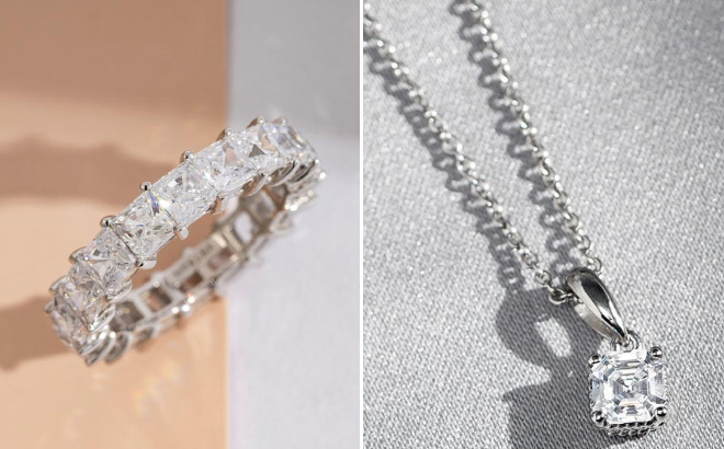 Radiance by Absolute Princess Cut Prong Set Eternity Band Ring