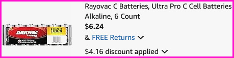 Rayovac C Batteries 6 Count Checkout Screen