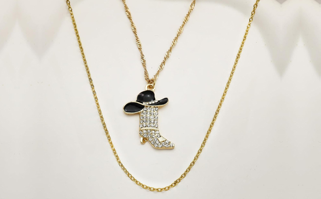 RechicGu Sparkly Rhinestone Western Boots Pendant