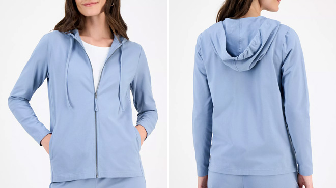 Style Co Womens Zip Front Hooded Sweatshirt