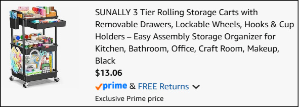 Sunally 3 Tier Rolling Storage Cart Checkout Sunally 3 Tier Rolling Storage Cart Checkout