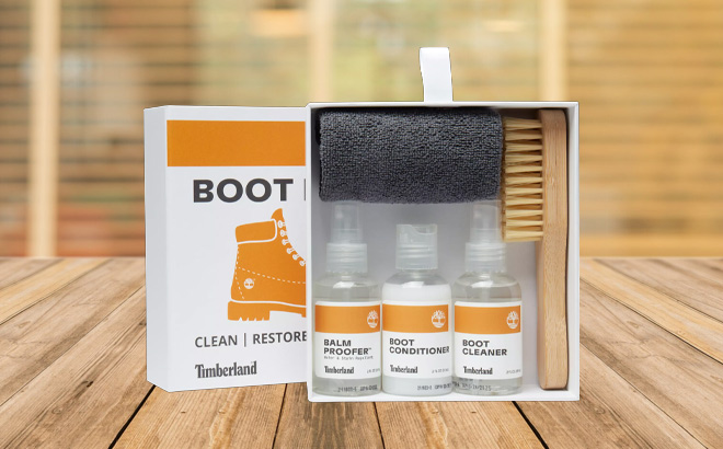 Timberland Boot Care Kit on the Table Timberland Boot Care Kit on the Table