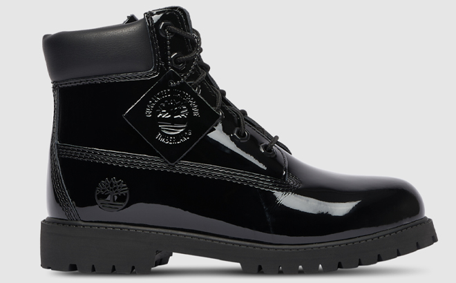 Timberland Premium 6 Inch Waterproof Patent Boys Grade School Leather Boots