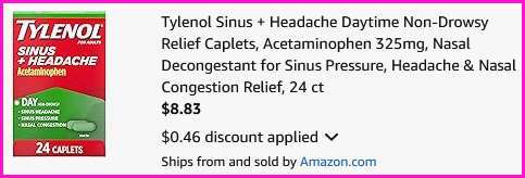Tylenol Caplets Checkout Screen