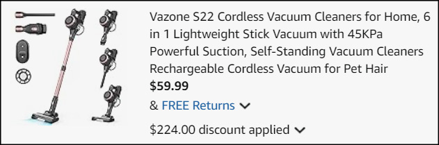 Vazone S22 Cordless Vacuum Cleaner Checkout Vazone S22 Cordless Vacuum Cleaner Checkout