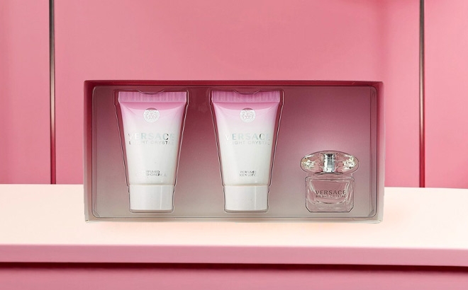 Versace Bright Crystal Gift Set on the Table