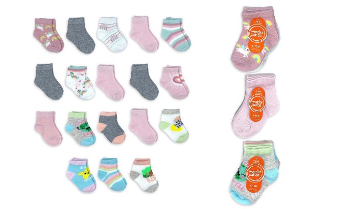 Wonder Nation Baby and Toddler Girl Quarter Socks