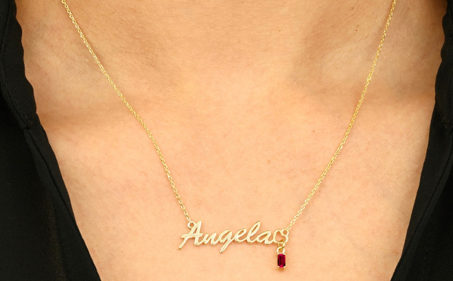 Zales Color Stone Nameplate Necklace