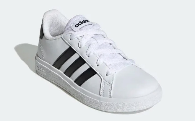 kids grand court lifestyle tennis lace up shoes white