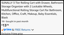 3 Tier Rolling Utility Cart Checkout