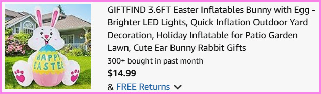 3 6ft Easter Inflatable Bunny with Egg at Checkout