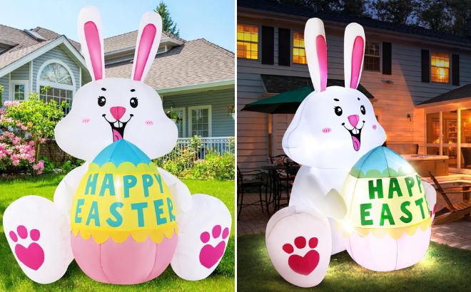 3 6ft Easter Inflatable Bunny with Egg