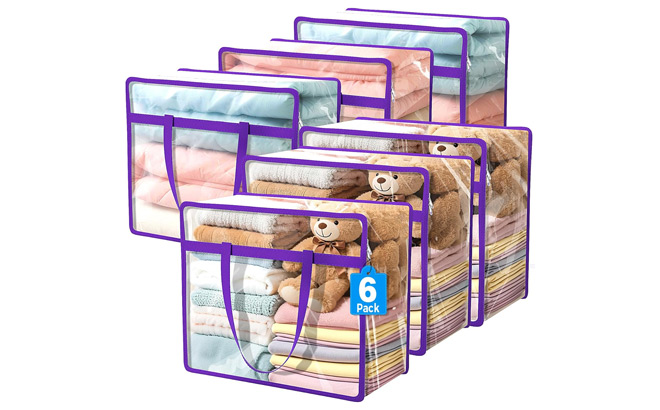 6 Pack Clear Zippered Storage Bags 6 Pack Clear Zippered Storage Bags