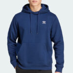 A Man Wearing Adidas Trefoil Essentials Hoodie