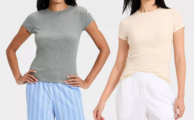 A New Day Womens Ribbed T Shirts A New Day Womens Ribbed T Shirts