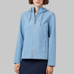 A Person Wearing 32 Degrees Womens Hooded Windbreaker Jacket