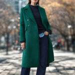 A Person Wearing Banana Republic Timeless Topcoat in Sapphire Green