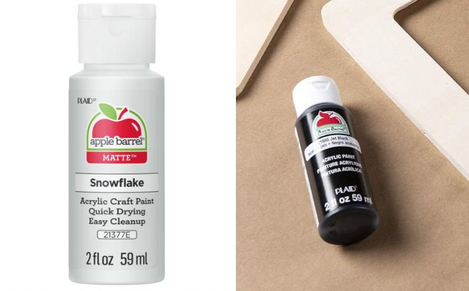 Apple Barrel Acrylic Paint in Snowflake and Black Colors Apple Barrel Acrylic Paint in Snowflake and Black Colors