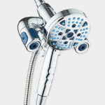 AquaCare Polaris Shower System with Adjustable Side Arms on the Gray Background
