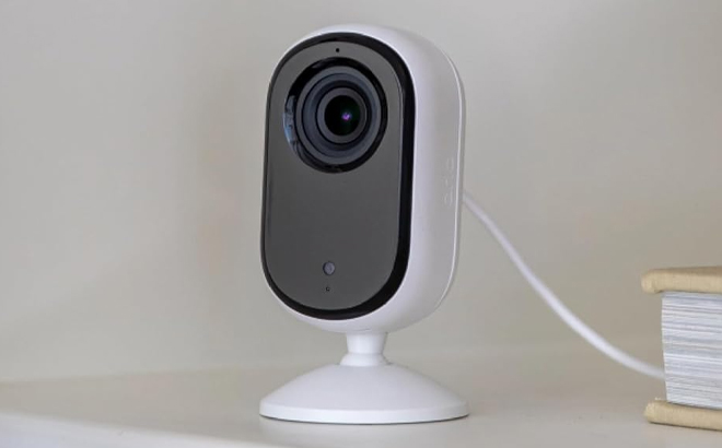Arlo Essential Security Camera 2K on a Shelf