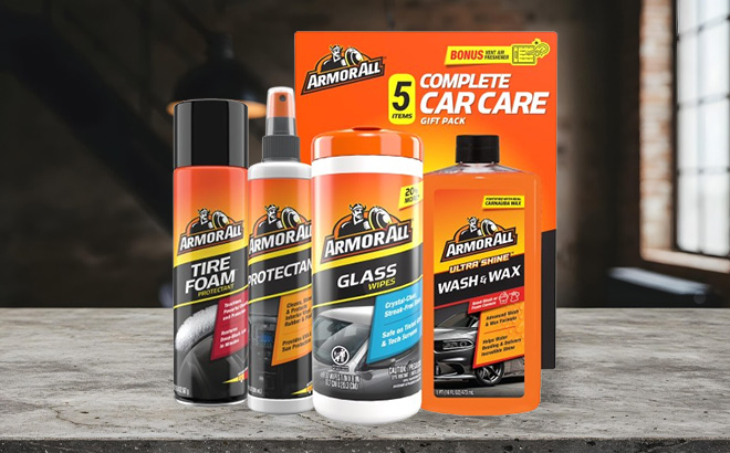Armor All Complete Car Cleaning Care Kit on The Table