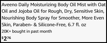 Aveeno Body Oil Mist Checkout Aveeno Body Oil Mist Checkout