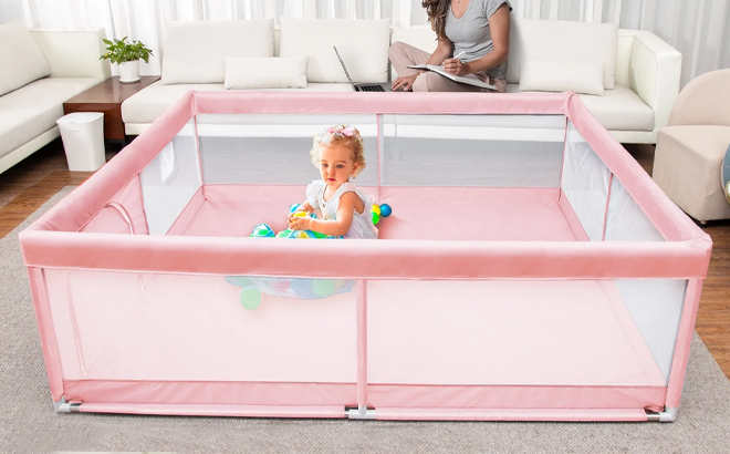 Babyeap Baby Playpen Large Play Yard Fence for Toddlers